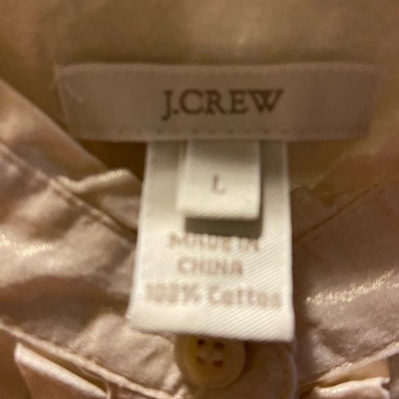 J CREW Light peach lame ruffled collar shirt Large - Picture 9 of 10